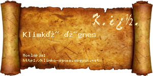 Klimkó Ágnes névjegykártya